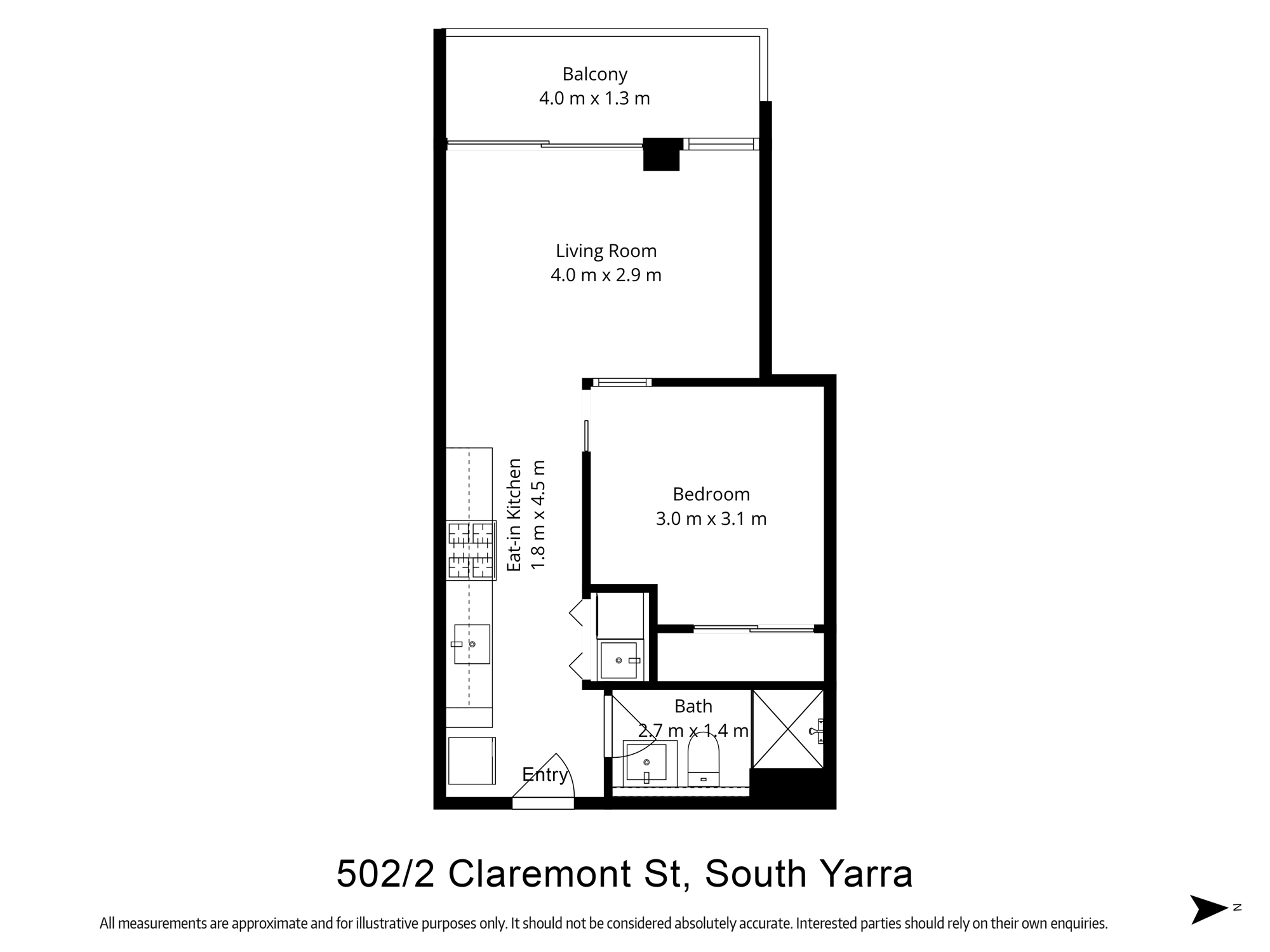 Modern One-Bedroom Apartment in South Yarra floor plan